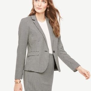 Ann Taylor Houndstooth One Button Patterned Blazer